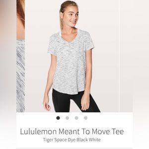 Lululemon meant to move tee tiger space dye black white size 6
